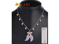 Wholesale silver chain white pearl & Chinese crystal necklace