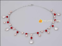 Wholesale freshwater pearl & coral drop necklace on sale