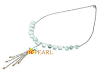 10*15mm blue crystal 3-4mm potato pearl necklace wholesale