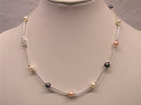 Handcrafted sterling Tin Cup multicolor pearl necklace wholesale