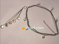 12mm coin pearl & 9-10mm rice pearl chain 4-row necklace