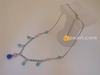 Wholesale silver plated chains necklace with crystal and cat'