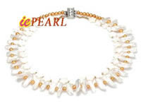 Clearance selling double strands pearl necklace with crystal