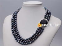 7-8mm balck cultured freshwater pearl necklace in wholesale