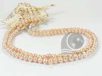 Wholesale 7-8mm freshwater pearl necklace in pink color