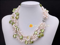Wholesale 4 twisted rows side drill pearl necklace & coin pearl