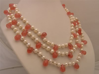 Three rows 6-7mm white freshwater pearl necklace wholesale