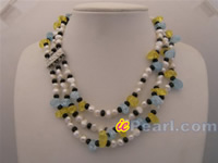 Triple rows flake crystals necklace in wholesale pirce wholesale