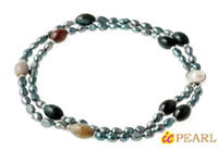 black freshwater pearl necklace in 2 rows wholesale online