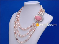 Hand knotted 7-8mm nugget freshwater pearl 3 row necklace