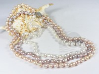 7-8mm natural color freshwater rice pearl necklace in wholesale