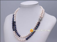 white & black freshwater 7-8mm potato pearl necklace wholesale