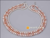 4-5mm and 7-8mm 4 strands freshwater pearl necklace wholesale