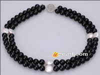 10mm black agate double row necklace in factory price wholesale