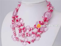 Hot pink blister pearl necklace with moonlight clasp wholesale
