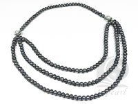 Wholesale 6-7mm black potato pearl multi-strand necklace