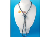 Clearance sale special grey blue pearl long necklace online