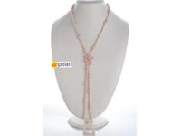 Final sale pink freshwater rice pearl long necklace on line
