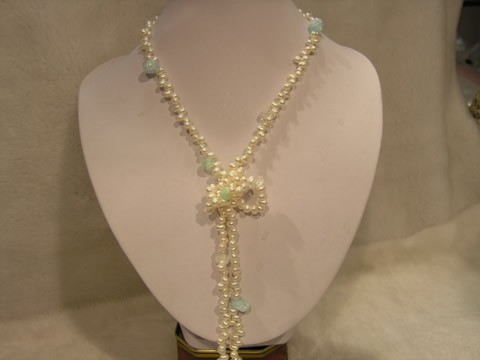 Wholesale 4-5mm white side drill pearl necklace matching crystal