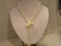 Wholesale 4-5mm white side drill pearl necklace matching crystal