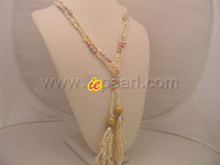48" long small double-shiny white pearl necklace wholesale