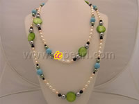 Lavish color fresh water pearl necklace; 48" in length wholesale