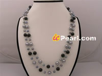 48" grey shell pearl necklace connected  wholesale online