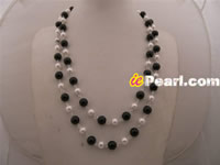 8mm white shell pearl and 10mm dazzling gemstone necklace