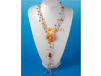 Lovely pink pearl necklace with crystals online wholesale
