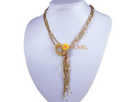 Wholesale yellow flower crystal beads & pearl necklace online