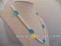 White button freshwater pearl rope necklace in wholesale