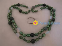 Dark green nugget pearl rope necklace wholesale