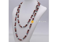 mixture colorized potato pearl long necklace on wholesale
