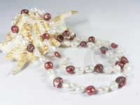 10-11mm nugget cultured brown & white pearl necklace wholesale