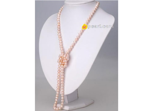 pinkish white Chinese 7-8mm potato pearl necklace wholesale