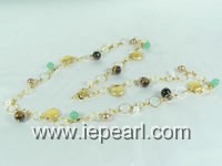 heart toggle pearl bead Golden round loop long necklace online