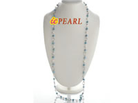 wholesale white & blue freshwater pearl rope necklace