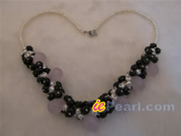 cirrus necklace with black agates and rose quartz wholesale