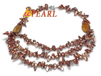 brown freshwater pearl necklace with shell beads wholesale