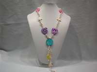 freshwater top drilled pearl necklace with shell & crystal beads