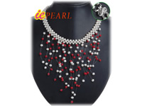 wholesale hand knitted freshwater pearl illusion necklace