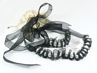 10-11mm white round pearl ribbon necklace wholesale