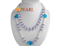 wholesale 2-strand freshwater pearl & ribbon tie necklace