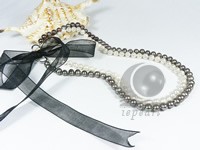 Double row 7-8mm black & white pearl necklace in discount price