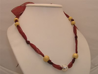 Festive red ribbon necklace