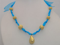Charming blue ribbon-tie necklace in wholesale price