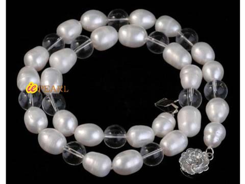 10-11mm white rice pearl necklace discount price on sell