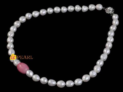 9-10mm white rice pearl necklace discount price wholesale