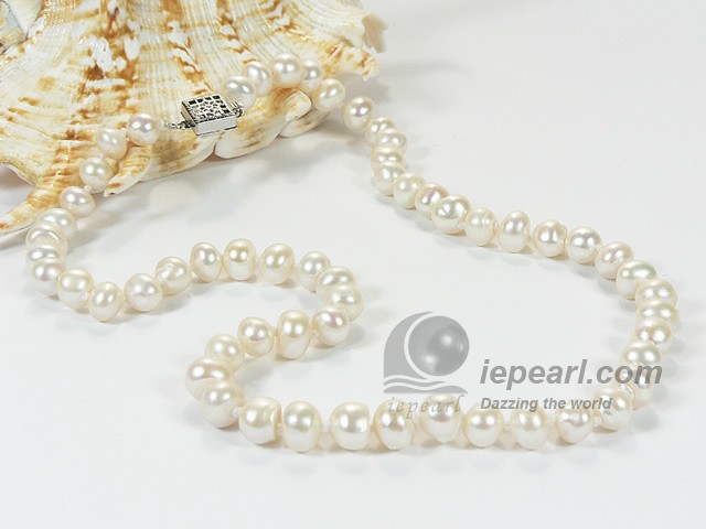 Clearance sale 7-8mm white button pearl necklace online