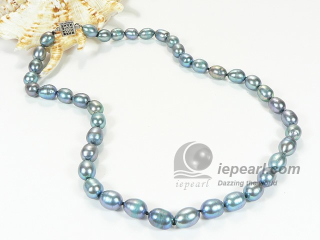 clearance sale peacock blue freshwater pearl necklace online